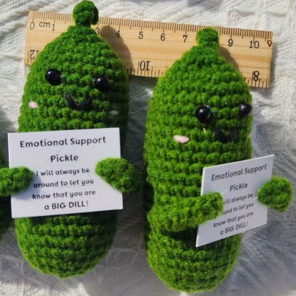 Handmade Emotional Support Pickle Plush Funny Stress Relief Desk Buddy Big Dill - Picture 8 of 11